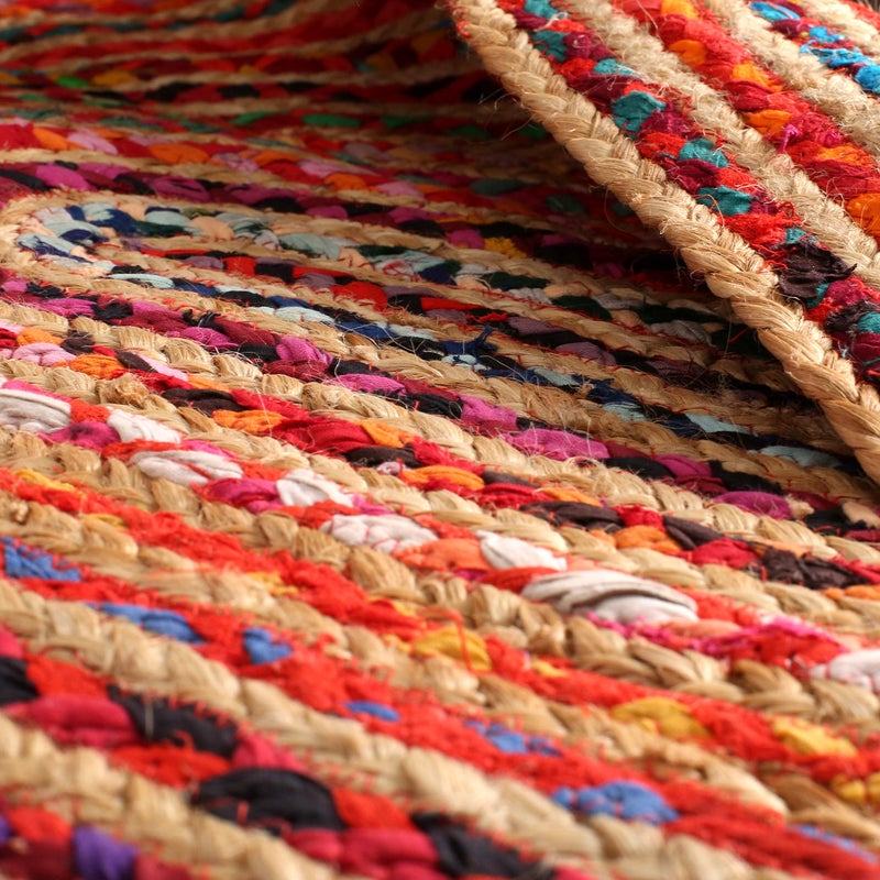 Light & Pro Jute Rug, 3x5 ft, Braided Area Rug, Kitchen Rug, Multi Color Cotton Chindi Oval Rug, Reversible - Image 5